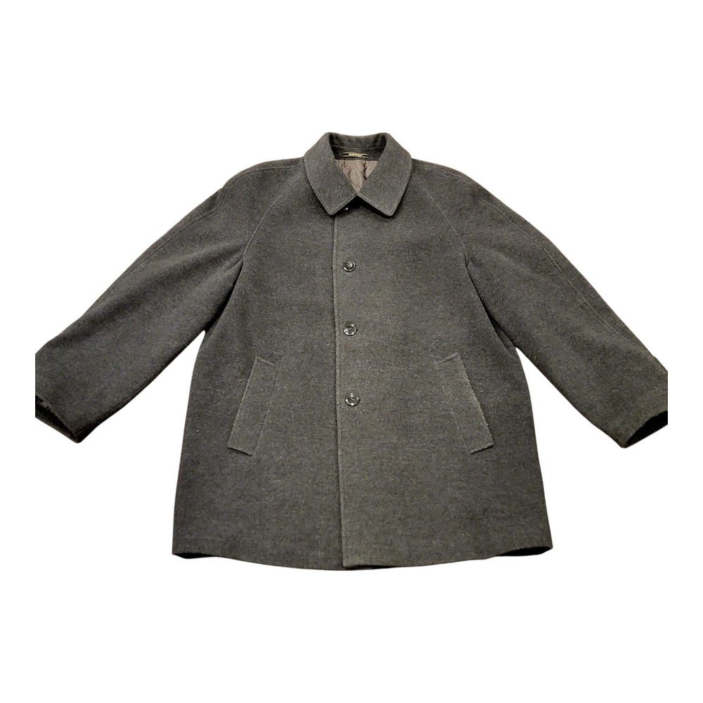 ICA Made In Italy Men Gray Wool Blend Overcoat Jacket Size 50 Long Regular Fit